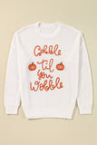 White Gobble Til You Wobble Pop Up Crochet Plus Size Sweater