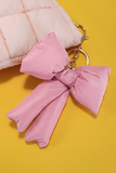 Pink Gingham Puffer Bow Knot Bag Pendant Keychain