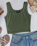 Scoop Neck Sleeveless Ribbed Tank Top Cami Tee Shirts