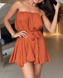 One Shoulder Asymmetrical Hem Ruffles Mini Dress Casual A Line Loose Fit Vacation Dress