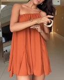 One Shoulder Asymmetrical Hem Ruffles Mini Dress Casual A Line Loose Fit Vacation Dress