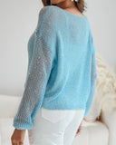 Lurex Cold Shoulder Hollow out Knit Cover Up Casual Drop Shoulder Top