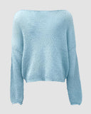 Lurex Cold Shoulder Hollow out Knit Cover Up Casual Drop Shoulder Top