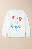 White Tinsel Merry AND Bright Pattern Plus Size Christmas Sweater