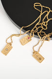 Gold Plated Tarot Card Rhinestone Deocr Valentiens Gift Necklace