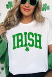 White IRISH Clover Glitter Printed St Patricks T Shirt