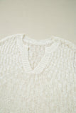 Beige Notched V Neck Short Sleeve Sweater