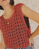 Round Neck Sleeveless Hollow out Crochet Sweater