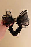 Black Rhinestone Mesh Bow Elastic Hair Scrunchie