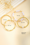 Gold Pearl Plated Alloy Multi Layer Stretch Bracelet