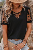 Black Flora Lace Patchwork Crew Neck T Shirt