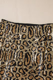 Brown Sequined Leopard Print Disco Mini Skirt