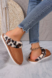 Chestnut Leopard Patched Plush Lined Thick Home Slippers