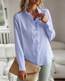 Frill Details Button down Long Sleeve Shirt Top