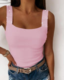 Rhinestone Embellished Thick Strap Tank Top