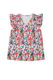 Multicolour Tiered Ruffled Sleeve Floral Blouse