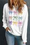 White Easter Eggs Plaid Bow Graphic Drop Shoulder Sweatshirt