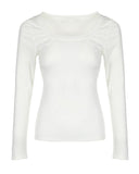 Long Sleeve U Neck Skinny Ribbed Top