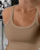 3 Pieces Scoop Neck Spaghetti Strap Ribbed Top Casual Sleeveless Slim Fit Tank