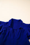 Bluing Ruffled Short Sleeve Collared V Neck Tiered Midi Dress