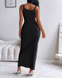 U Neck Spaghetti Strap Maxi Dress