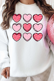 White Heart Graphic Crewneck Valentines Pullover Sweatshirt