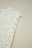 Beige Notched V Neck Short Sleeve Sweater