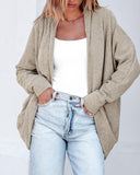 High Neck Batwing Sleeve Soft Basic Cardigan Casual Coat