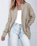 High Neck Batwing Sleeve Soft Basic Cardigan Casual Coat