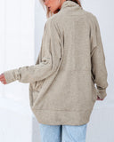 High Neck Batwing Sleeve Soft Basic Cardigan Casual Coat