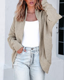 High Neck Batwing Sleeve Soft Basic Cardigan Casual Coat