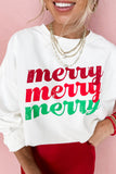 Beige merry merry merry Printed Christmas Sweatshirt