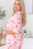 Pink Stars Short Sleeve Shirt and Shorts Bamboo Pajama Set