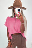 Sachet Pink Solid Color Sweater Tee with Side Slits
