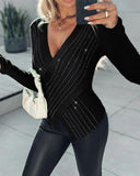 Rhinestone Decor Criss Cross Knit Sweater