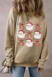 Parchment Christmas Santa Claus Bowknot Print Drop Shoulder Sweatshirt