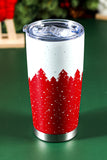 Fiery Red Christmas Tree Elk Print Stainless Steel Tumbler 20 OZ