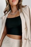 Black Spaghetti Strap Skinny Fit Cropped Tank Top