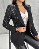 Beaded Shawl Collar Blazer Coat