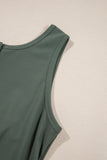 Vineyard Green Buttoned Drawstring Waist Sleeveless Wide Leg Jumpsuit