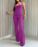 Sweatheart Neck Thick Strap Backless Lace up Jumpsuit