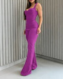 Sweatheart Neck Thick Strap Backless Lace up Jumpsuit