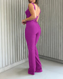 Sweatheart Neck Thick Strap Backless Lace up Jumpsuit