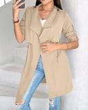 Roll Tab Sleeve Drawstring Trench Coat