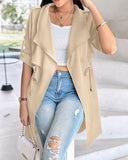 Roll Tab Sleeve Drawstring Trench Coat