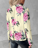 Floral Print Long Sleeve Open Front Casual Stretchy Blazer Coat