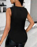 V Neck Contrast Sequin Tank Top