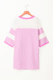 Phalaenopsis Striped Patchwork Three Quarters Sleeve Loose Mini Dress