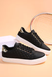Black Color Contrast Quilted Lace-up Sneakers