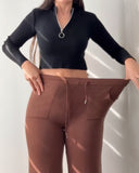 Jacquard Knit Bell Bottom High Waist Elastic Waist Slim Fit Casual Long Pants